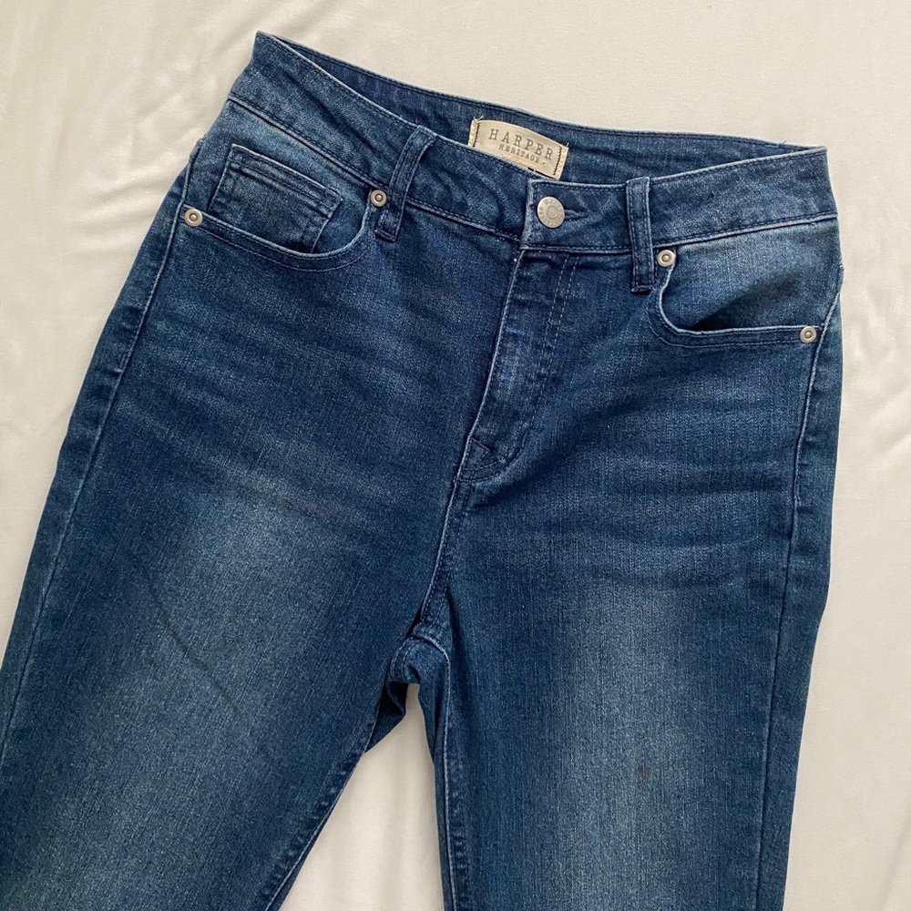 Blue high rise skinny jeans